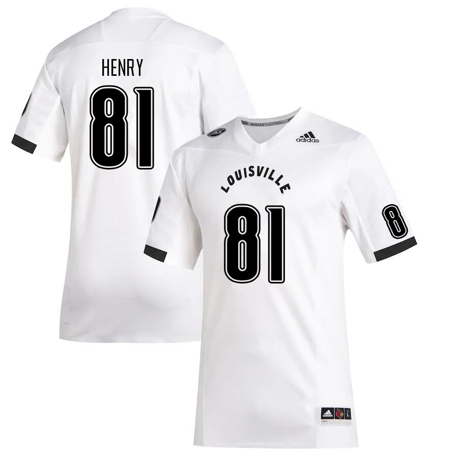 Men #81 Christian Henry Louisville Cardinals College Football Jerseys Sale-White - Click Image to Close